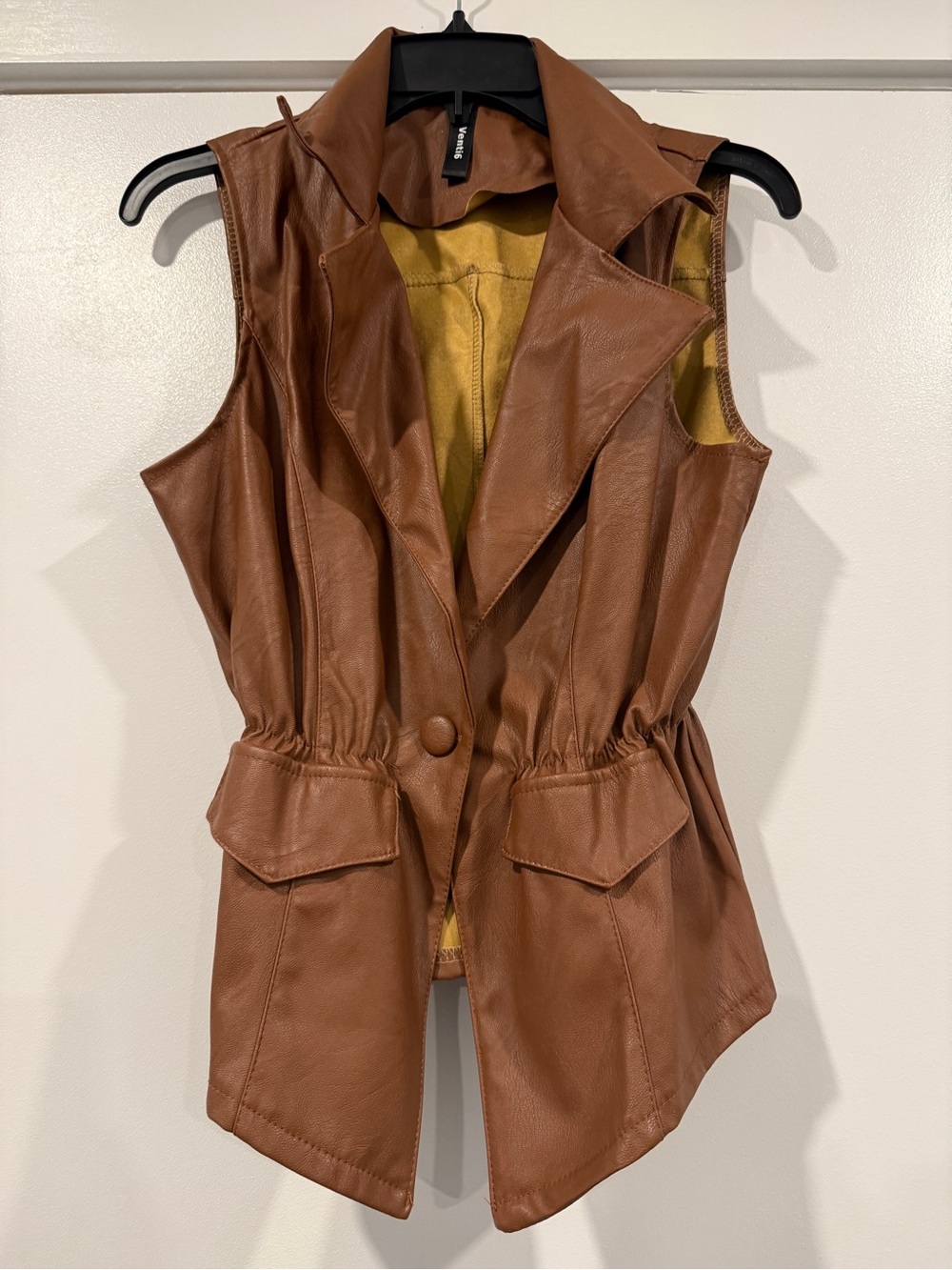 Brown faux leather vest